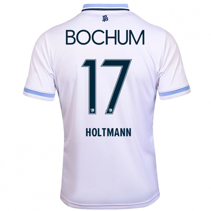 Danxen Uomo Maglia Gerrit Holtmann #17 Bianco Azzurro Kit Gara Away 2025/26 Maglietta