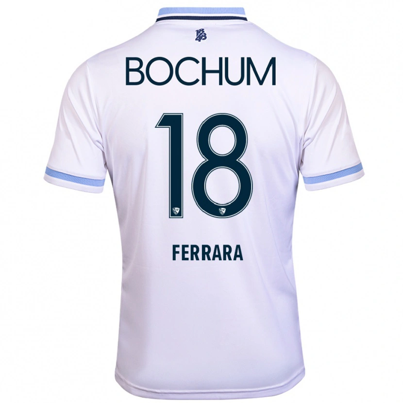 Danxen Uomo Maglia Noah-Ali Ferrara #18 Bianco Azzurro Kit Gara Away 2025/26 Maglietta
