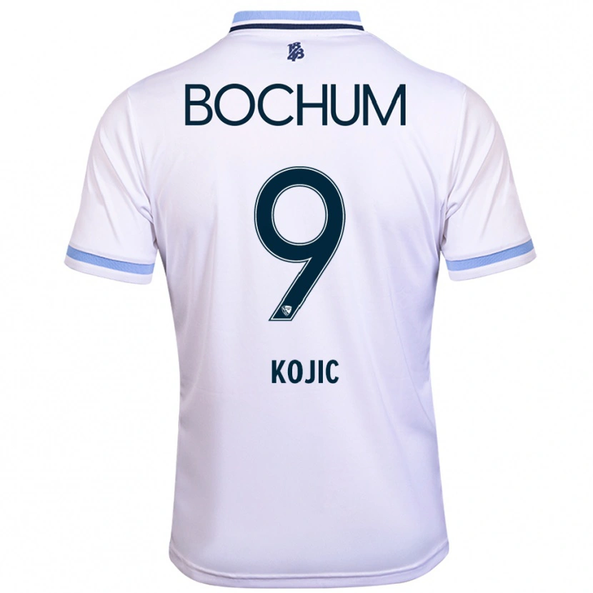 Danxen Uomo Maglia Semin Kojic #9 Bianco Azzurro Kit Gara Away 2025/26 Maglietta