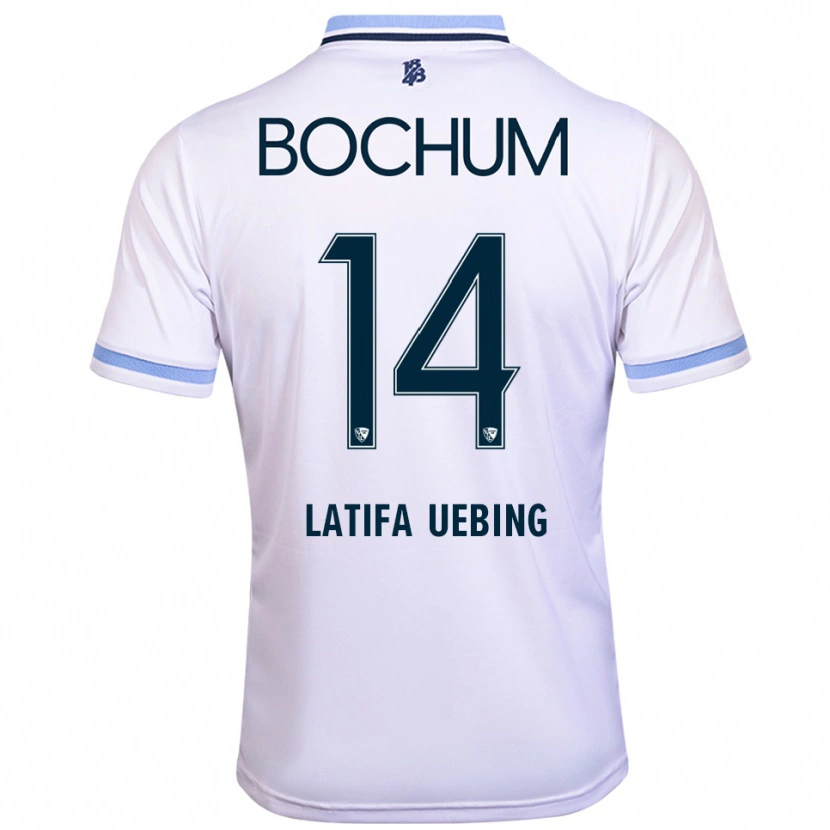 Danxen Uomo Maglia Anna Latifa Uebing #14 Bianco Azzurro Kit Gara Away 2025/26 Maglietta