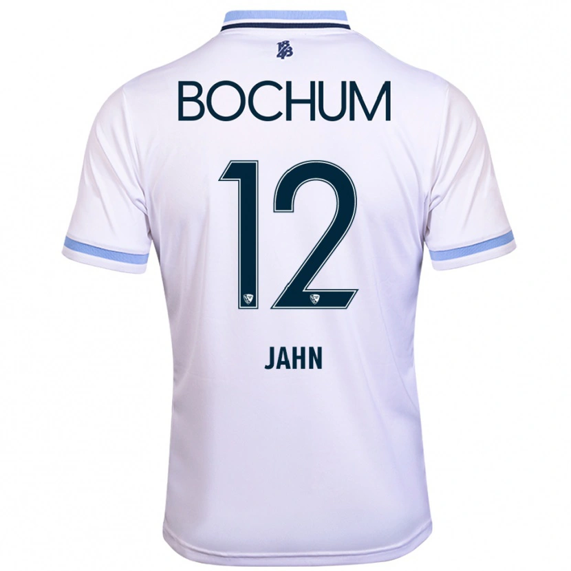 Danxen Uomo Maglia Niklas Jahn #12 Bianco Azzurro Kit Gara Away 2025/26 Maglietta