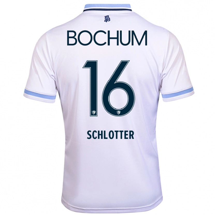 Danxen Uomo Maglia Joel Schlotter #16 Bianco Azzurro Kit Gara Away 2025/26 Maglietta