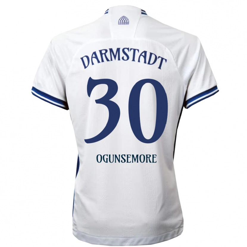 Danxen Uomo Maglia Malakai Ogunsemore #30 Bianco Blu Kit Gara Away 2025/26 Maglietta