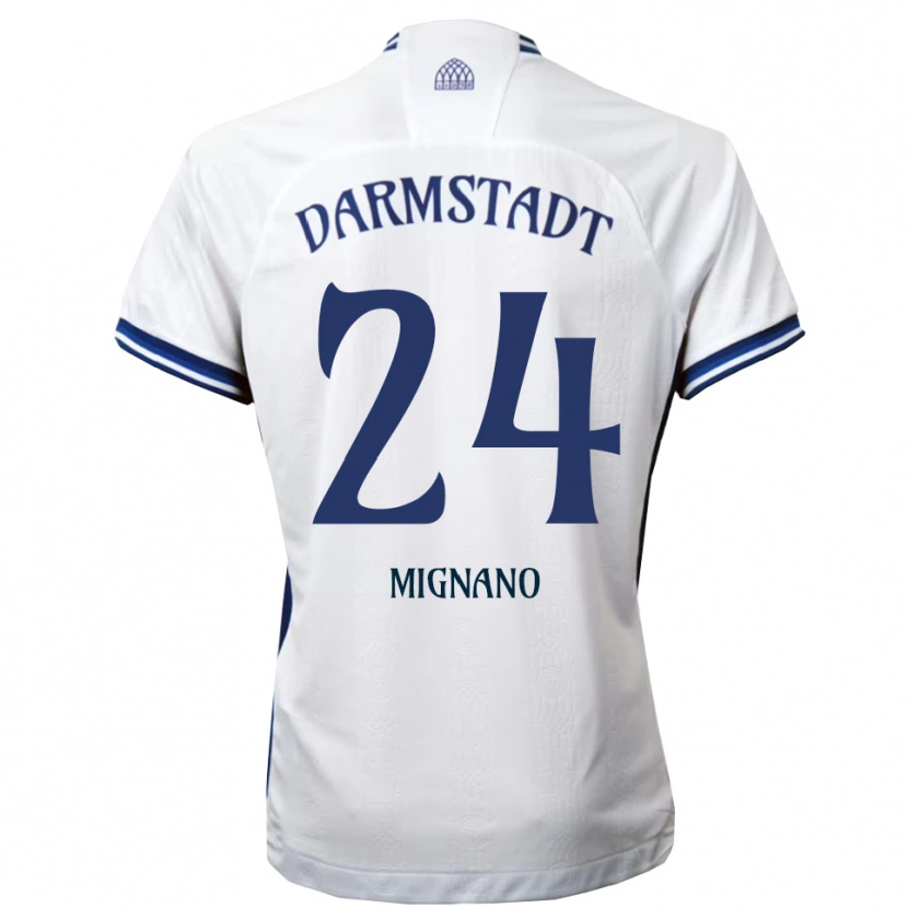 Danxen Uomo Maglia Luigi Mignano #24 Bianco Blu Kit Gara Away 2025/26 Maglietta