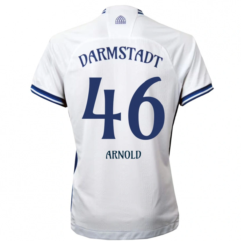Danxen Uomo Maglia Tim Arnold #46 Bianco Blu Kit Gara Away 2025/26 Maglietta