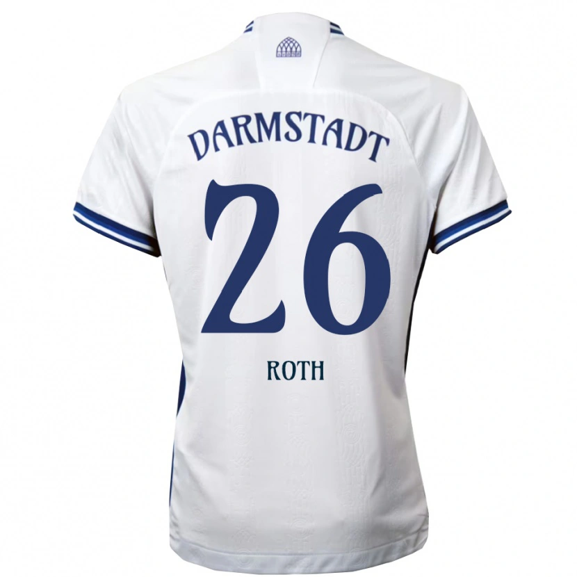Danxen Uomo Maglia Maximilian Roth #26 Bianco Blu Kit Gara Away 2025/26 Maglietta