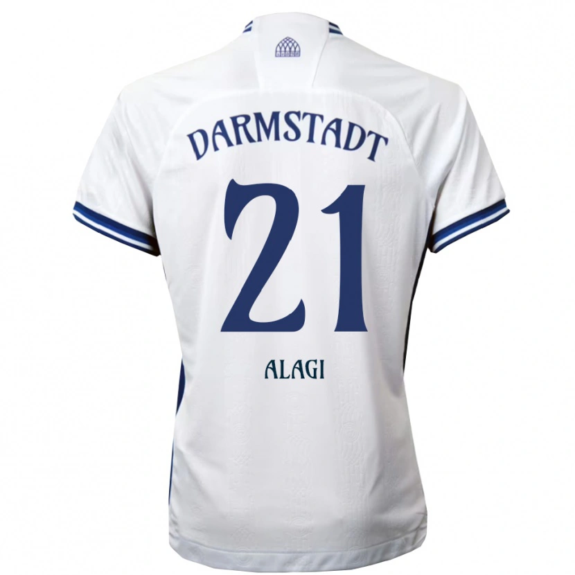 Danxen Uomo Maglia Aziz Alagi #21 Bianco Blu Kit Gara Away 2025/26 Maglietta