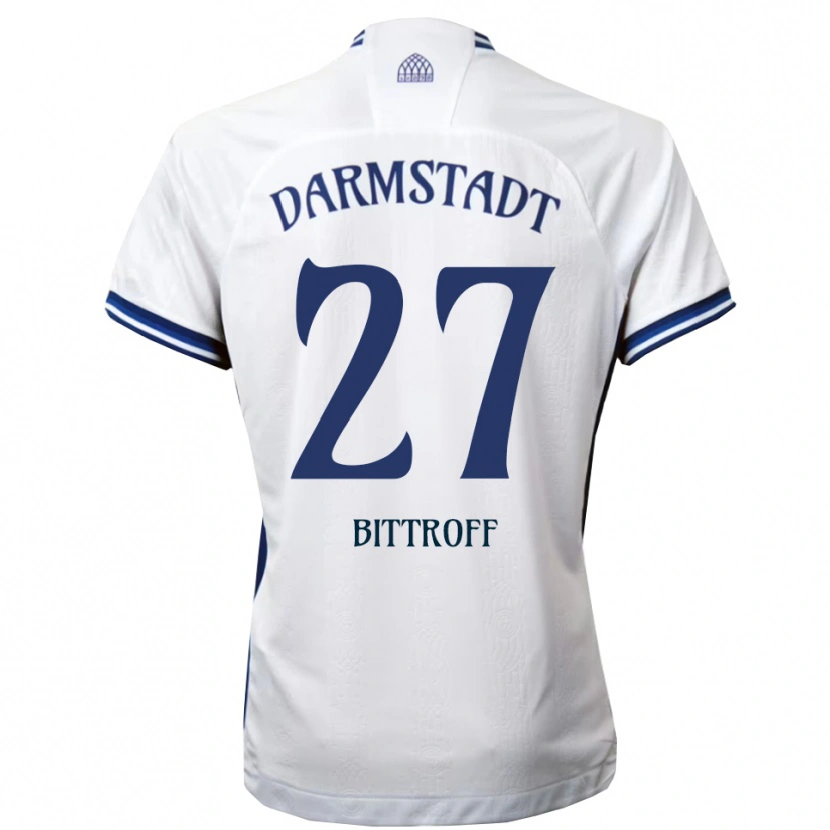 Danxen Uomo Maglia Maurice Bittroff #27 Bianco Blu Kit Gara Away 2025/26 Maglietta
