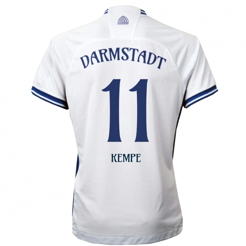 Danxen Uomo Maglia Tobias Kempe #11 Bianco Blu Kit Gara Away 2025/26 Maglietta