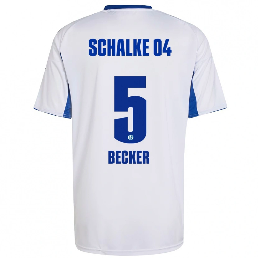 Danxen Uomo Maglia Timo Becker #5 Bianco Blu Kit Gara Away 2025/26 Maglietta