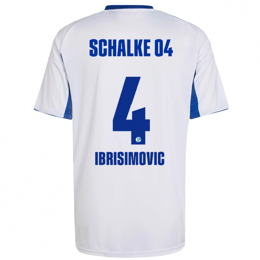 Danxen Uomo Maglia Amar Ibrisimovic #4 Bianco Blu Kit Gara Away 2025/26 Maglietta