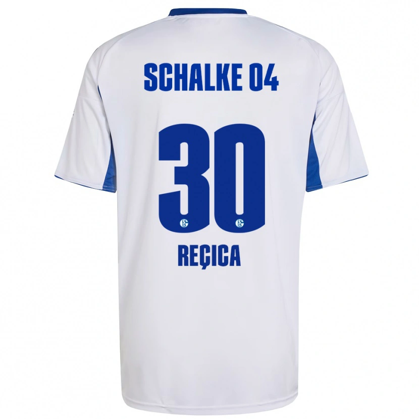 Danxen Uomo Maglia Besjana Reçica #30 Bianco Blu Kit Gara Away 2025/26 Maglietta