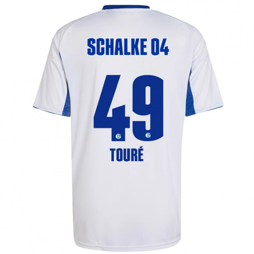 Danxen Uomo Maglia Tidiane Touré #49 Bianco Blu Kit Gara Away 2025/26 Maglietta