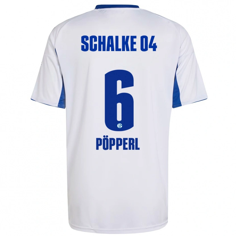 Danxen Uomo Maglia Paul Pöpperl #6 Bianco Blu Kit Gara Away 2025/26 Maglietta