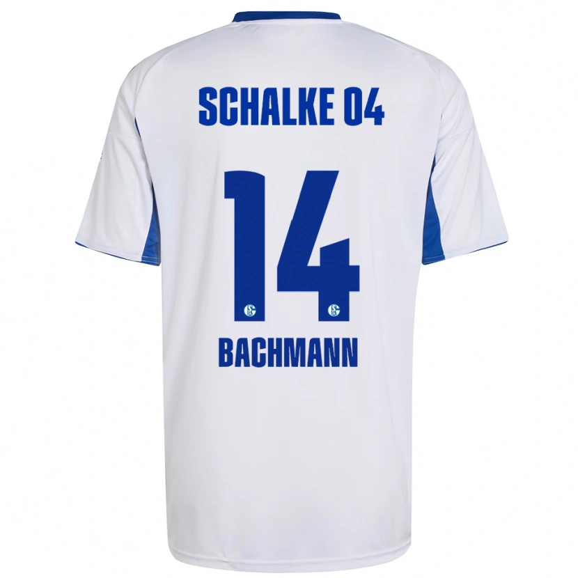 Danxen Uomo Maglia Janik Bachmann #14 Bianco Blu Kit Gara Away 2025/26 Maglietta