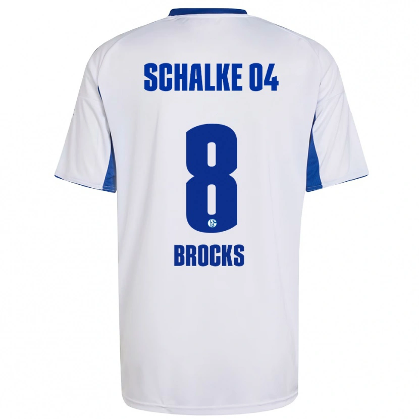 Danxen Uomo Maglia Mika Brocks #8 Bianco Blu Kit Gara Away 2025/26 Maglietta