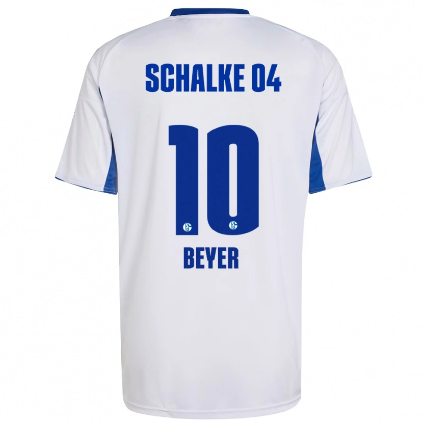 Danxen Uomo Maglia Pia Beyer #10 Bianco Blu Kit Gara Away 2025/26 Maglietta