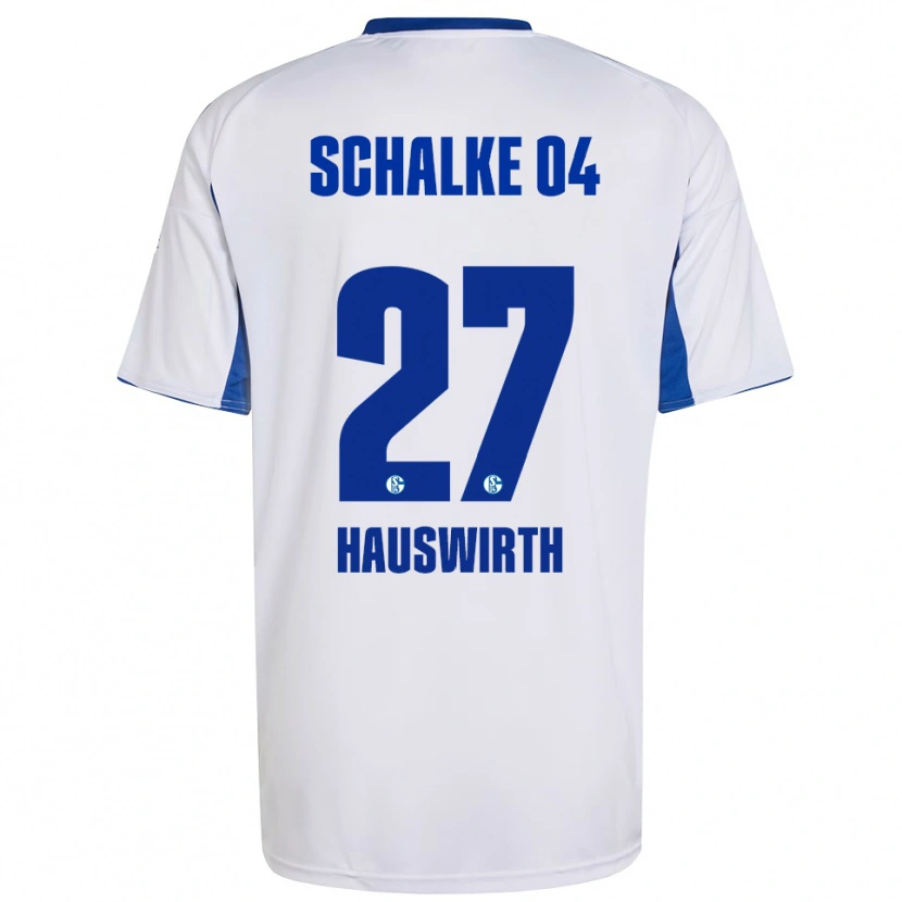 Danxen Uomo Maglia Max Hauswirth #27 Bianco Blu Kit Gara Away 2025/26 Maglietta