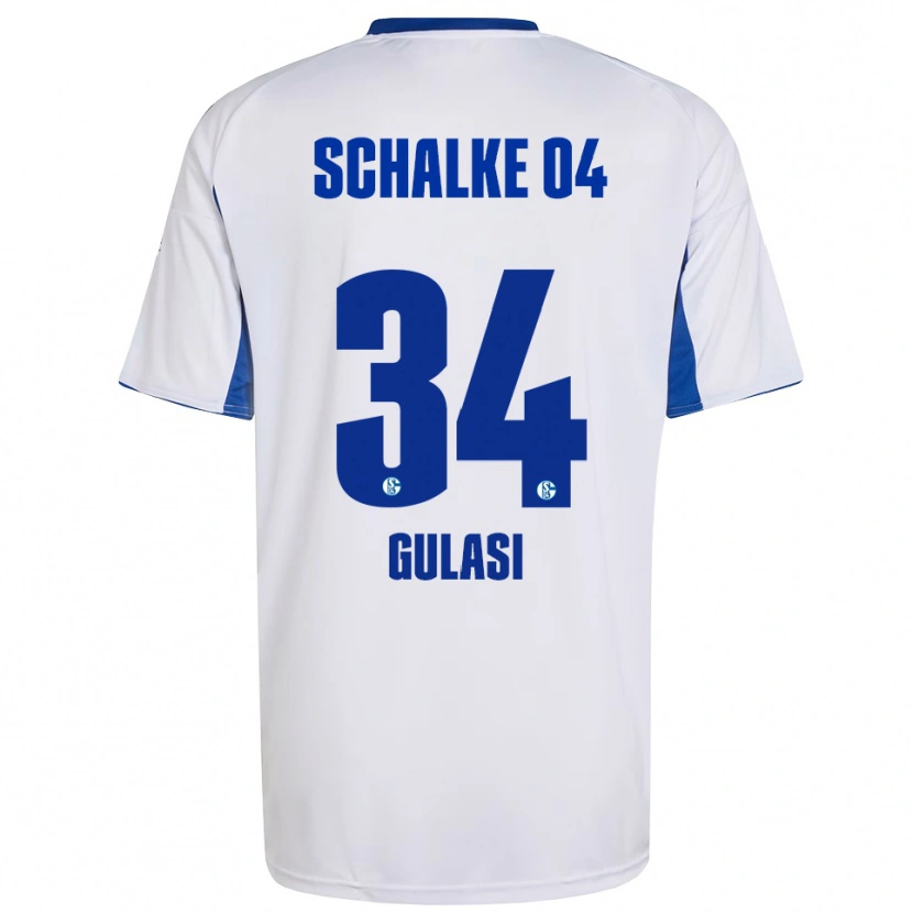 Danxen Uomo Maglia Ayman Gulasi #34 Bianco Blu Kit Gara Away 2025/26 Maglietta