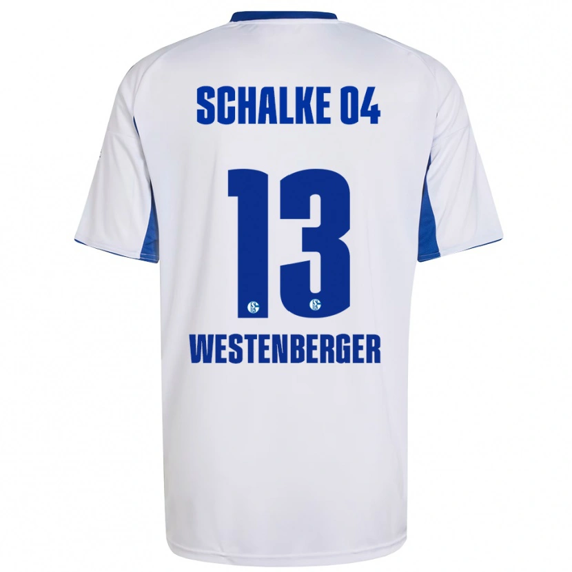 Danxen Uomo Maglia Noel Westenberger #13 Bianco Blu Kit Gara Away 2025/26 Maglietta