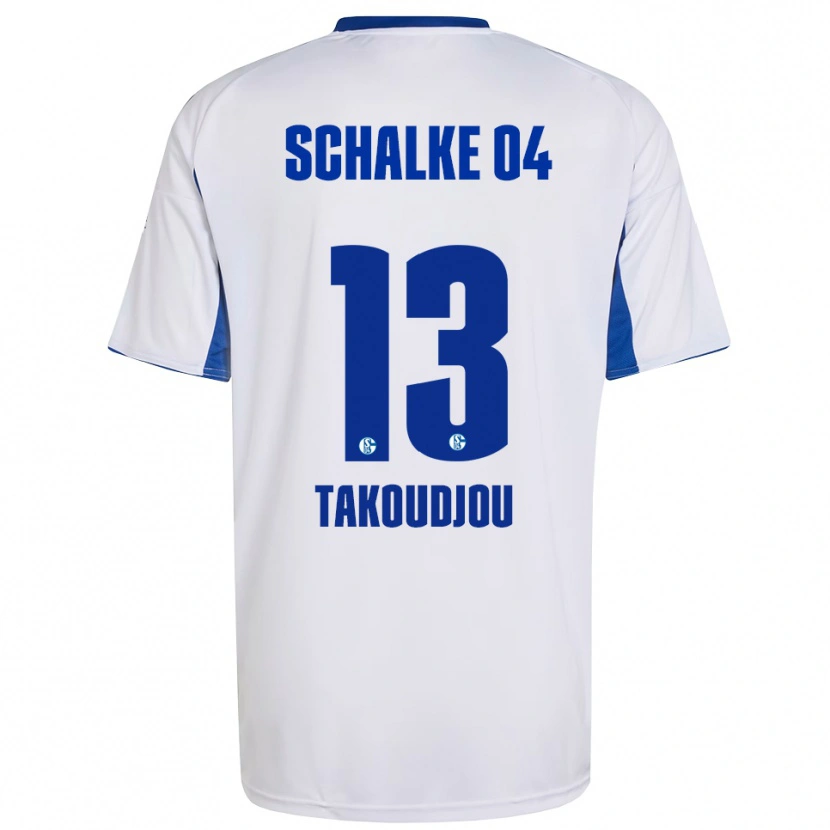 Danxen Uomo Maglia Alan Takoudjou #13 Bianco Blu Kit Gara Away 2025/26 Maglietta