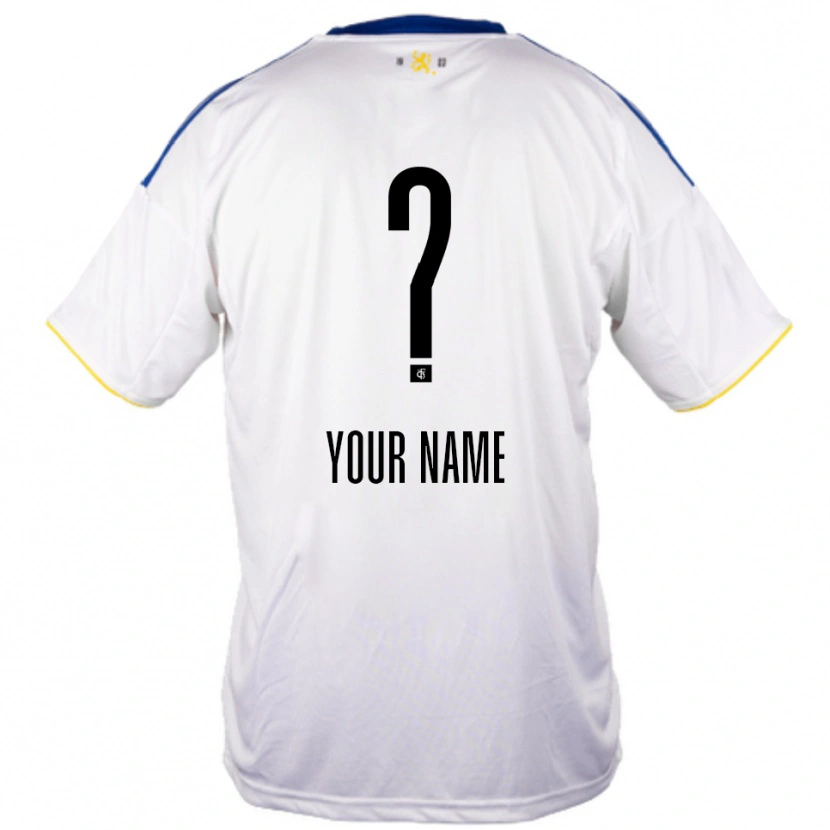 Danxen Uomo Maglia Il Tuo Nome #0 Bianco Blu Giallo Kit Gara Away 2025/26 Maglietta