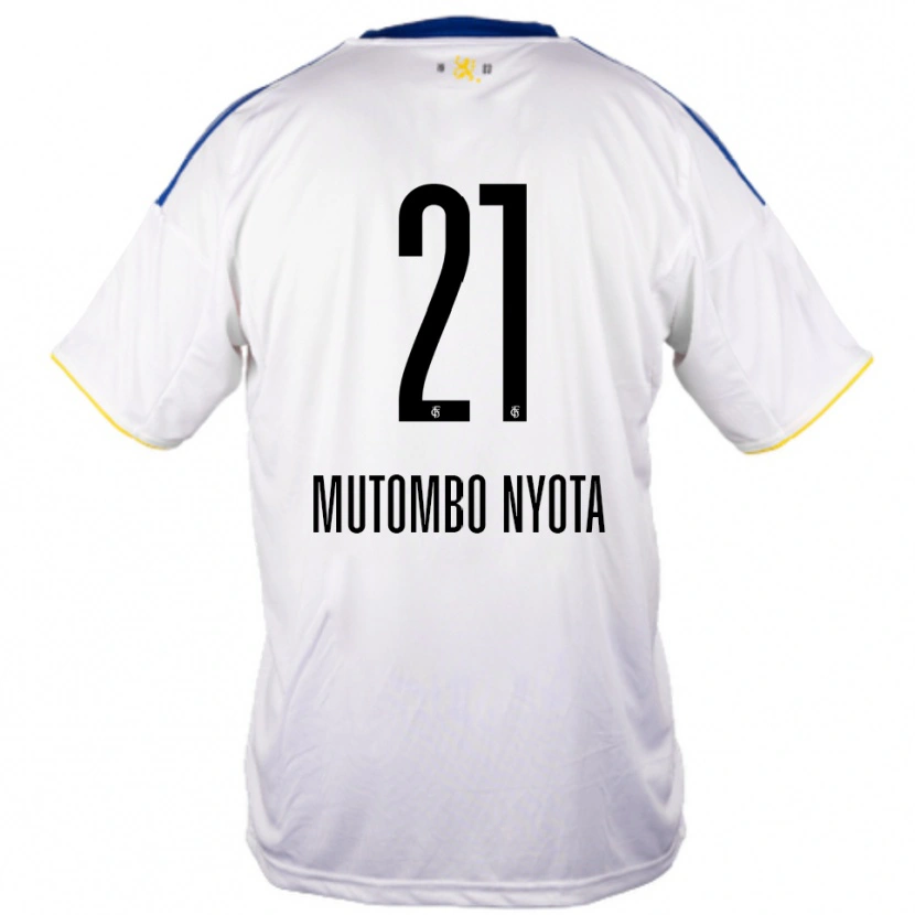 Danxen Uomo Maglia Jael Mutombo Nyota #21 Bianco Blu Giallo Kit Gara Away 2025/26 Maglietta