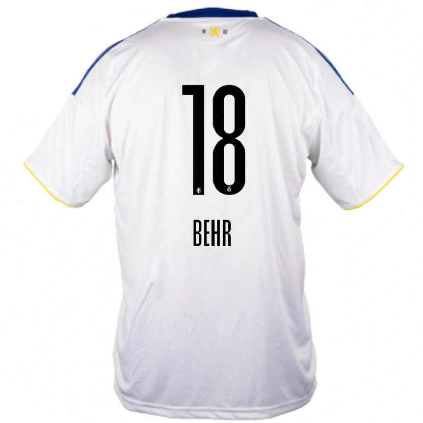 Danxen Uomo Maglia Luca Behr #18 Bianco Blu Giallo Kit Gara Away 2025/26 Maglietta