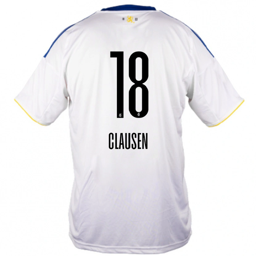 Danxen Uomo Maglia Nora Clausen #18 Bianco Blu Giallo Kit Gara Away 2025/26 Maglietta