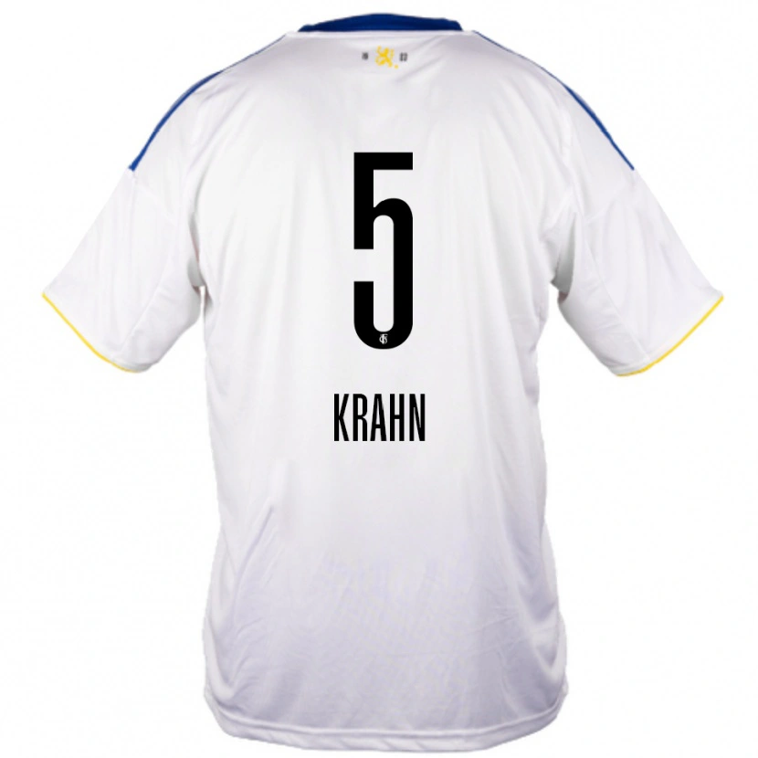 Danxen Uomo Maglia Elijah Krahn #5 Bianco Blu Giallo Kit Gara Away 2025/26 Maglietta