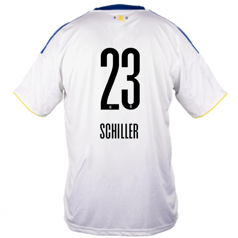 Danxen Uomo Maglia Niklas Schiller #23 Bianco Blu Giallo Kit Gara Away 2025/26 Maglietta