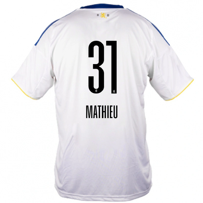 Danxen Uomo Maglia Sammy Mathieu #31 Bianco Blu Giallo Kit Gara Away 2025/26 Maglietta
