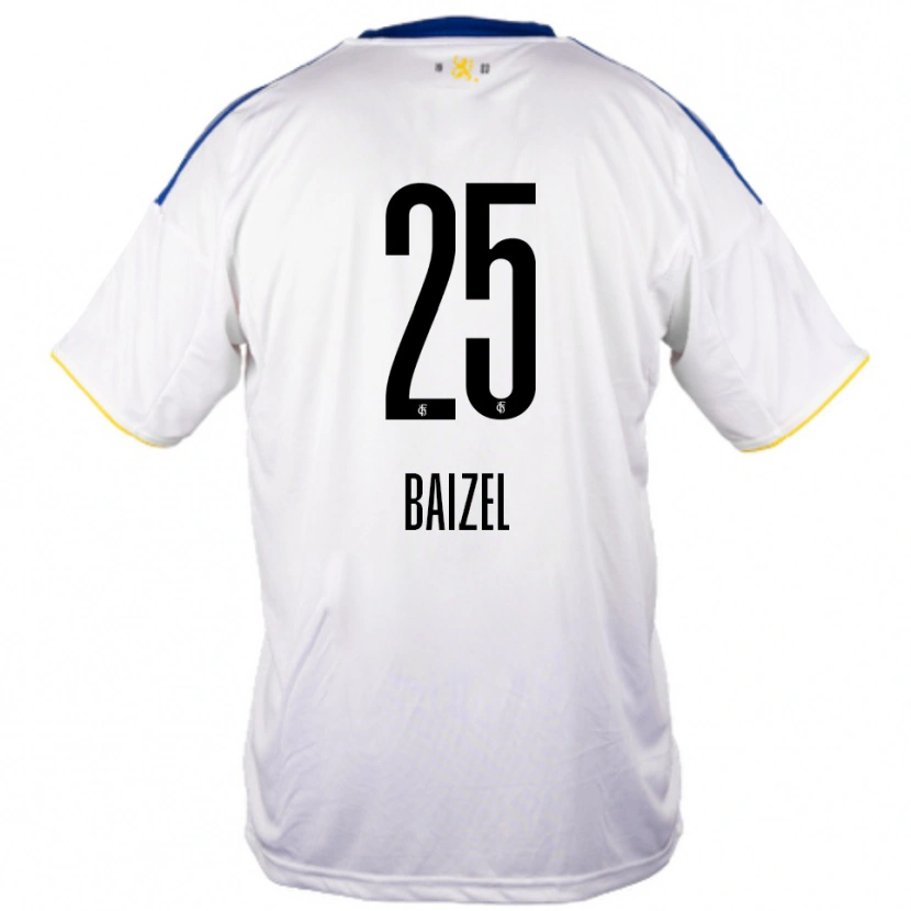 Danxen Uomo Maglia David Baizel #25 Bianco Blu Giallo Kit Gara Away 2025/26 Maglietta