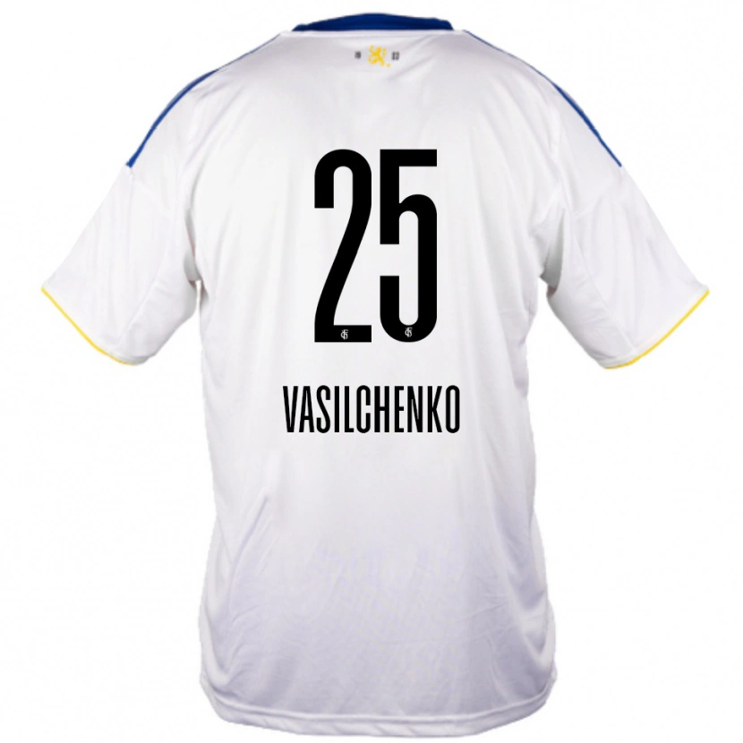 Danxen Uomo Maglia Leonard Vasilchenko #25 Bianco Blu Giallo Kit Gara Away 2025/26 Maglietta