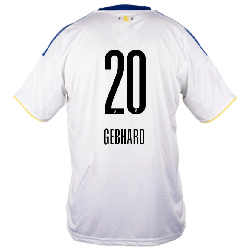 Danxen Uomo Maglia Maxim Gebhard #20 Bianco Blu Giallo Kit Gara Away 2025/26 Maglietta