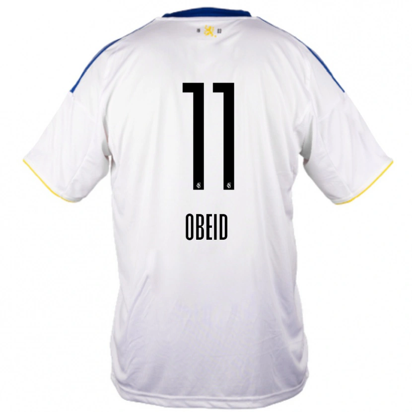 Danxen Uomo Maglia Bibars Obeid #11 Bianco Blu Giallo Kit Gara Away 2025/26 Maglietta
