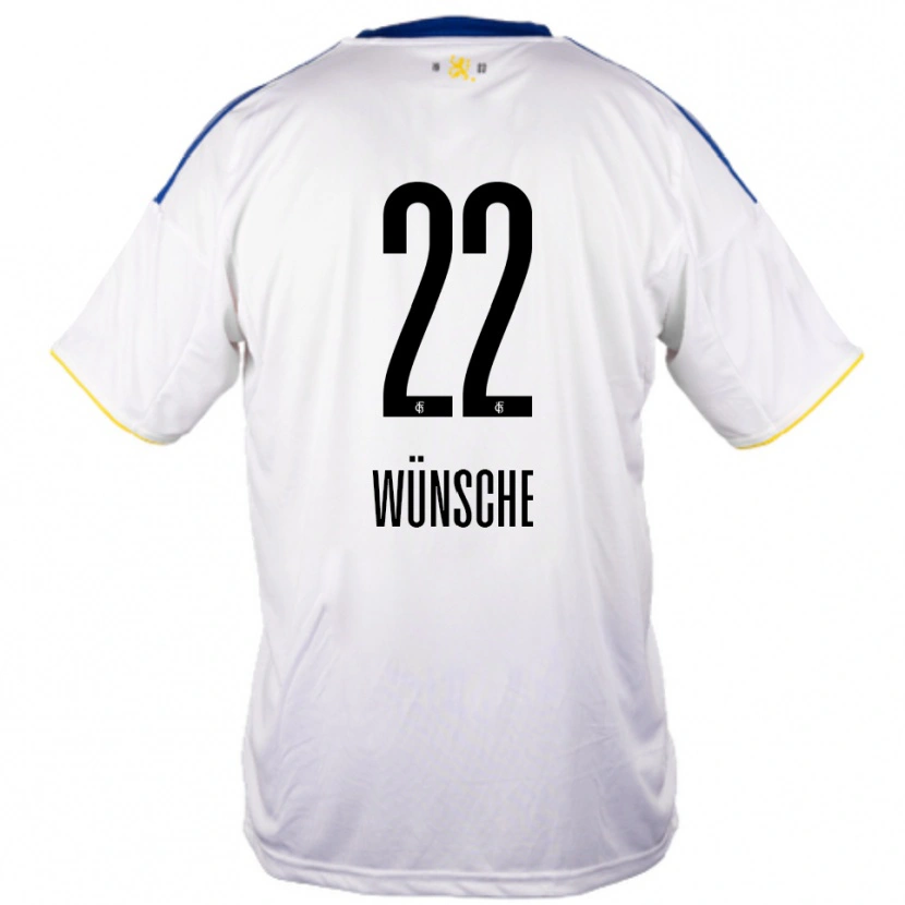 Danxen Uomo Maglia Hannah Wünsche #22 Bianco Blu Giallo Kit Gara Away 2025/26 Maglietta