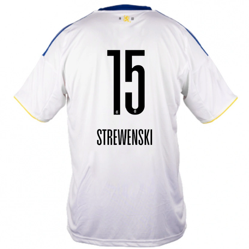 Danxen Uomo Maglia Lukas Strewenski #15 Bianco Blu Giallo Kit Gara Away 2025/26 Maglietta