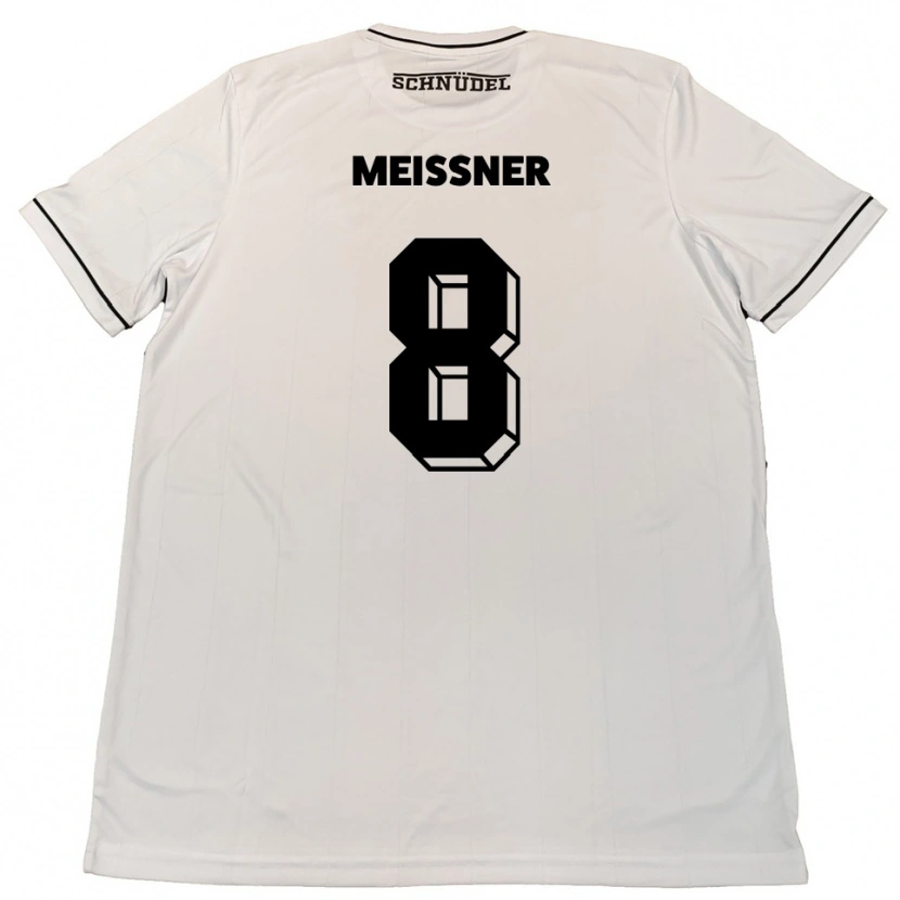 Danxen Uomo Maglia Thomas Meißner #8 Bianco Nero Kit Gara Away 2025/26 Maglietta