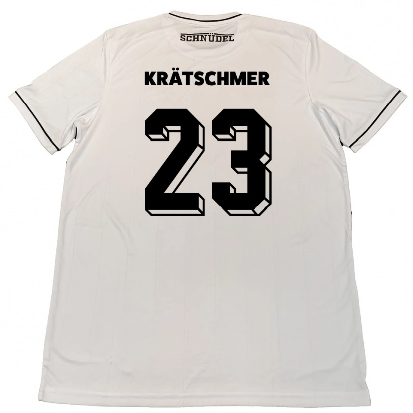 Danxen Uomo Maglia Pius Krätschmer #23 Bianco Nero Kit Gara Away 2025/26 Maglietta