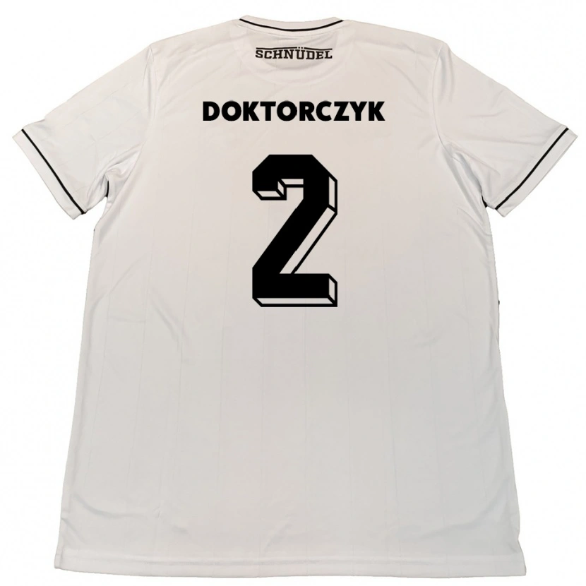 Danxen Uomo Maglia Nick Doktorczyk #2 Bianco Nero Kit Gara Away 2025/26 Maglietta