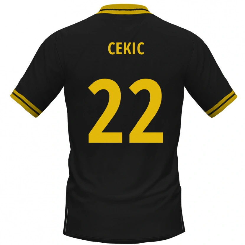 Danxen Uomo Maglia Adnan Cekic #22 Nero Giallo Kit Gara Away 2025/26 Maglietta