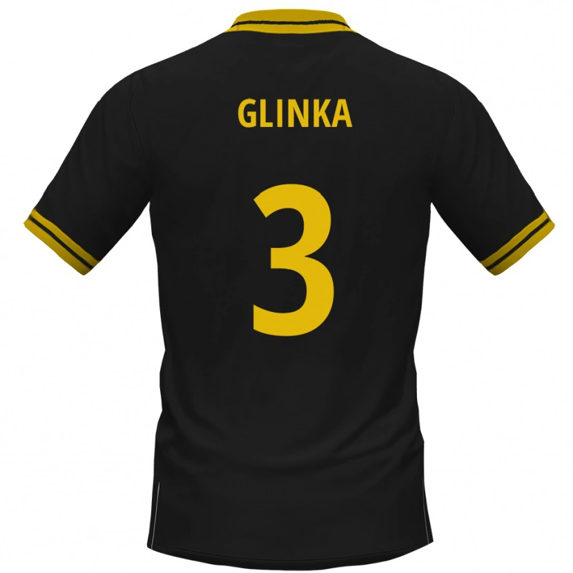 Danxen Uomo Maglia Tim Glinka #3 Nero Giallo Kit Gara Away 2025/26 Maglietta