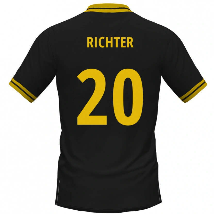 Danxen Uomo Maglia Marc Richter #20 Nero Giallo Kit Gara Away 2025/26 Maglietta