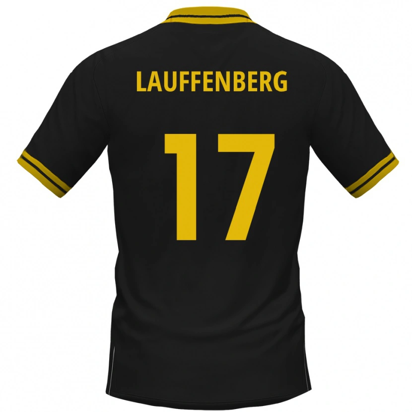 Danxen Uomo Maglia Rene Lauffenberg #17 Nero Giallo Kit Gara Away 2025/26 Maglietta