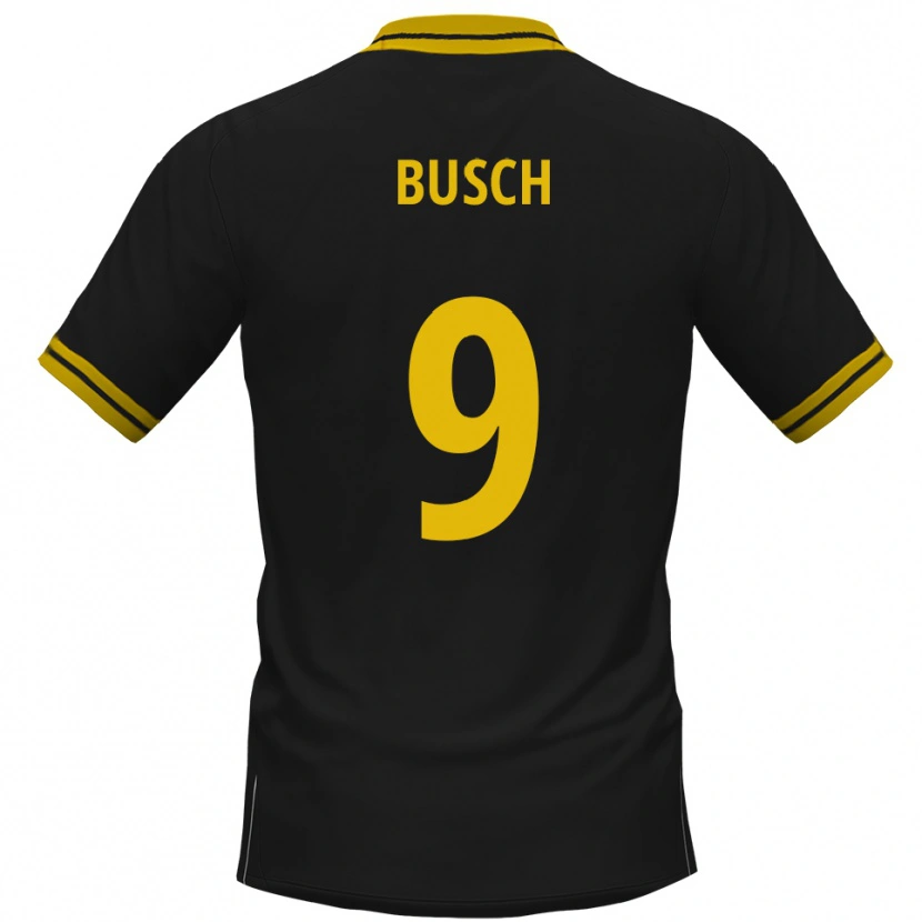 Danxen Uomo Maglia Luis Busch #9 Nero Giallo Kit Gara Away 2025/26 Maglietta