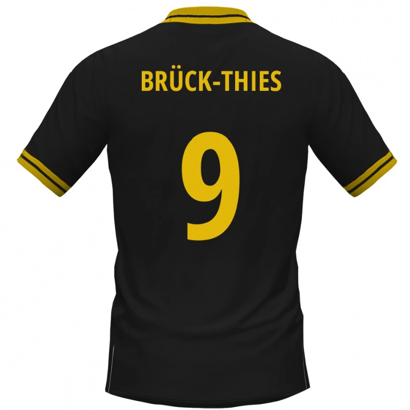 Danxen Uomo Maglia Frederik Brück-Thies #9 Nero Giallo Kit Gara Away 2025/26 Maglietta