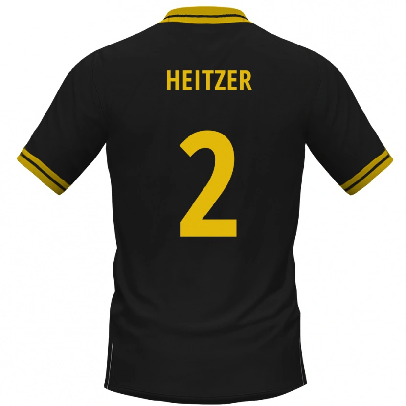 Danxen Uomo Maglia Quentin Heitzer #2 Nero Giallo Kit Gara Away 2025/26 Maglietta