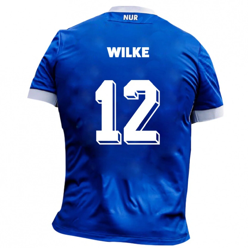 Danxen Uomo Maglia Malte Wilke #12 Blu Bianco Kit Gara Away 2025/26 Maglietta