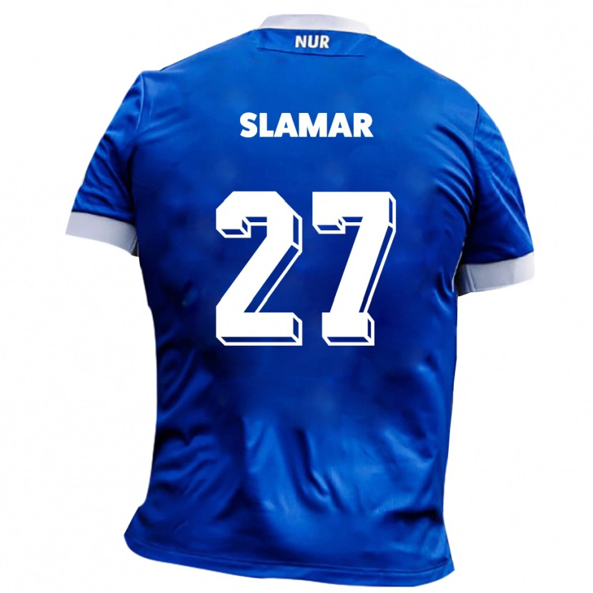 Danxen Uomo Maglia Dennis Slamar #27 Blu Bianco Kit Gara Away 2025/26 Maglietta